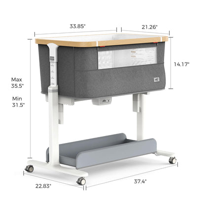 VaVaSoo Electric Rocking Bassinet for Baby 3 Speeds Auto Rolling Newborn Cradle Automatic Bedside Sleeper Rocks Itself 5 Height Adjustable with Music, Wheels, Storage, Light Grey