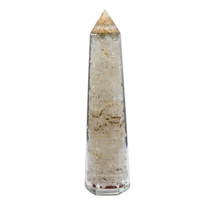 Amazing Gemstone Clear Quartz Orgonite Orgone Crystal Towers - Large 4.5" Orgonite Crystal Wand Obelisk Tower Point for Meditation, Crystals and Healing Stones Gift and Protection
