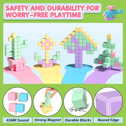 Apluses 45PCS Magnetic Blocks - Toddler Girl Toys, Magnet Building Blocks, STEM Sensory Outdoor Autism Toys for 3-5 Year Old Boys & Girls, Magnetic Cubes Classroom Must Haves for Kids Ages 3+