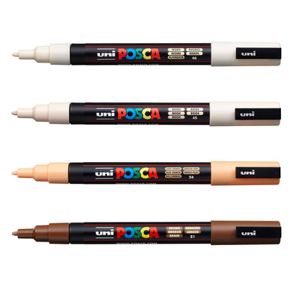 Posca Paint Markers Set of 4 Warm Neutral Tones; 3M Fine POSCA Markers with Reversible Tips; POSCA Marker Set of Acrylic Paint Pens | POSCA Pens for Art Supplies; Fabric Paint; Fabric Markers