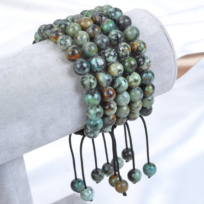 MASSIVE BEADS African Turquoise Bracelet, Wrist Mala Beads, Healing Crystals, Chakra Jewelry, New Beginnings - Emotional Balance - Personal Growth (African Turquoise, 6mm)