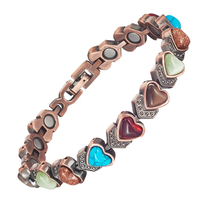 EnerCoppeX Copper Magnetic Bracelet for Women - Turquoize Detox Jewelry with 3500 Gauss Magnet (N)