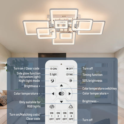Vloitgol Modern Ceiling Light Fixtures Dimmable Flush Mount Modern Led Ceiling Light with Remote Control, Acrylic Ceiling Lighting Fixture for Living Room Dining Room Kitchen Ceiling Lamp