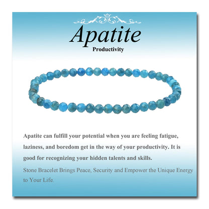 MASSIVE BEADS Natural Genuine Gemstone Beads Healing Crystal Chakra Reiki Jewelry Faceted Round Beads Bracelets (Apatite, 3mm)