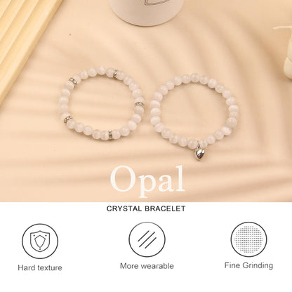 GDLKPYHS Healing Bracelets for Women - Opal Bracelet - Healing Prayers Crystal Bracelet, 8mm Natural Stone Stress Relief Yoga Beads Get Well Soon Gifts