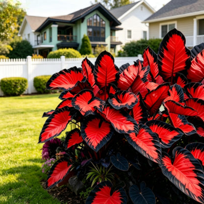 JWDSKT Variegated Elephant Ear Rare-Stunning Look, Garden Favorite-Drought-Tolerant, Striking Colors and Patterns (6)