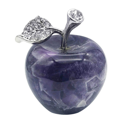 Fekuar Neyisaa Amethyst Crystal Apple Decor, Healing Crystals Pocket Stone Fruit Figurine Craft Home Decoration 30mm