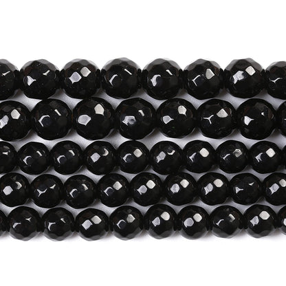 45pcs 8mm Natural Faceted Black Agate Stone Beads for Jewelry Making Energy Healing Beads DIY Bracelet Necklace Accessories 15" (8mm, Faceted Black Agate)