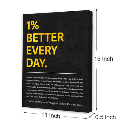 Inspirational Canvas Wall Art,Positive Quotes Wall Decor,1 Percent Better Every Day Motivational Wall Art for Office Home Classroom Gym