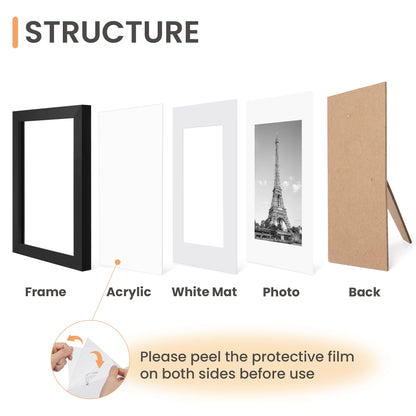 upsimples 5x7 Picture Frame Set of 10, Display Pictures 4x6 with Mat or 5x7 Without, Multi Photo Frames Collage for Wall or Tabletop Display, Black
