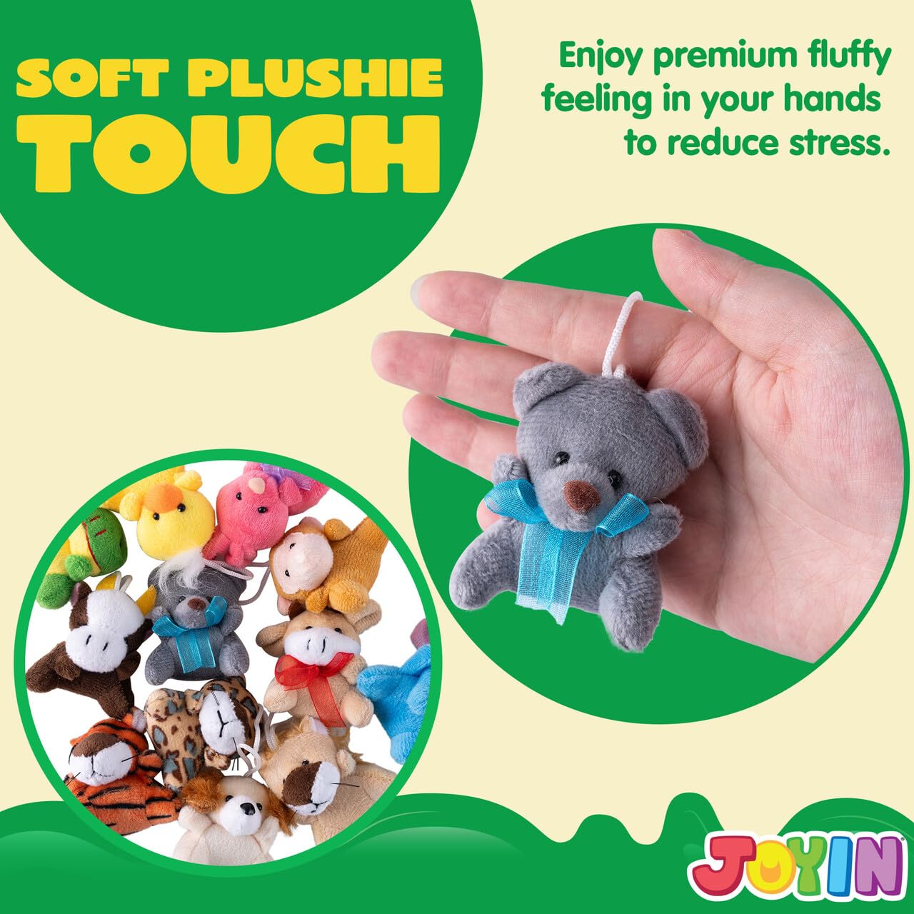 JOYIN 12 Pack Random Mini Animal Plush Toy Assortment (12 Units 3" Each),Bulk Stuffed Animals for Kids, Small Animals Plush Keychain Decoration, Carnival Prizes, Birthday Goodie Bags & Party Favors
