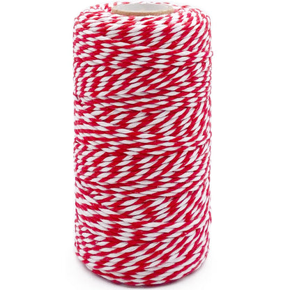 Cotton Twine Red and White Baker String 2mm Thick 328 Feet Christmas Twine for Gift Wrapping DIY Crafts Home Decoration Gardening
