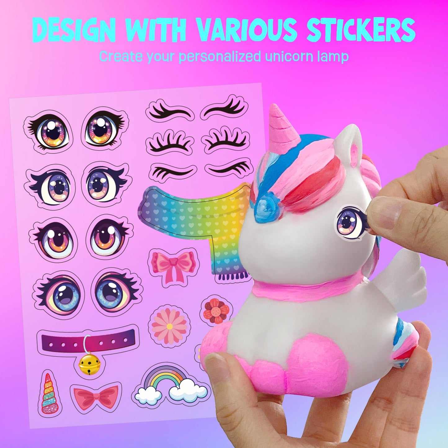 LAOESE Paint Your Own Unicorn Lamp Kit, Art Supplies Unicorn Painting kit for Kids, Arts and Crafts for Kids Ages 8-12, Unicorn Toys Birthday Gifts for Kids Girls Boys Ages 3 4 5 6 7 8 9 10 11 12+