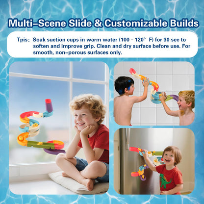 Fracurs Duck Slide Bath Toys for Kids Ages 4-8, Bathtub Toys DIY Wall Track Building Kit for Toddlers 2-4 3-5, Fun Shower Toys Bathtub Time Birthday Gift for 3+ Years Old Boys and Girls（34PCS）