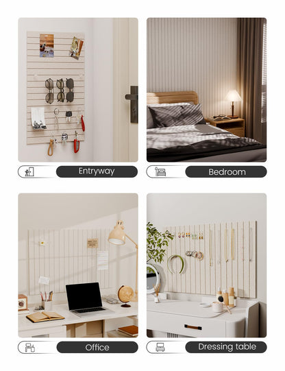 Fluxynara Felt Bulletin Board Tiles -28"x18" with 40 Adhesive Tabs, Cork Board Alternative for Office Decor, Push Pin Board Wall Organizer 6-Pack (Oatmeal)