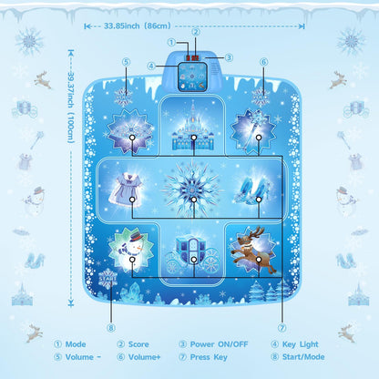 GirlsHome Dance Mat - Frozen Toys for Girls Rhythm Step Play Mat, Electronic Dance Pad with 5 Game Modes, Built-in Music, Touch Sensitive Light Up LED, 2026 New CPF Birthday Gift for Kids Girls 3-12