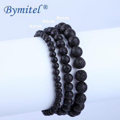 Bymitel 8mm Black Lava - Handmade Reiki Gemstone Stretch Bracelet, Natural Beauty & Spiritual Essence, Crystal Healing for Unisex Adults