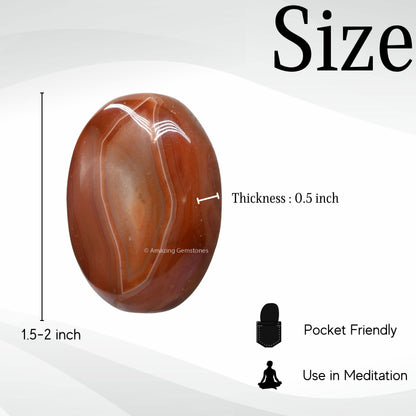 Amazing Gemstone Carnelian Crystals and Healing Stones - Large Palm Stone Crystals Piedra - Crystal for Good Luck, Balanced Positive Energy, Meditation - Unique Stocking Stuffers, Gifts for Women, Men