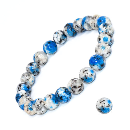 DAZCOLO 8mm Natural Gemstone Stretch Bracelet, Handmade Unisex Crystal Bracelets for Meditation, Yoga, Spiritual Healing & Positive Energy (K2 Azurite)