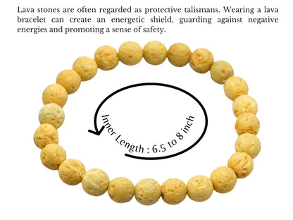 Amazing Gemstone Crystal Bracelet for Women Men's Gifts - Protection Healing Crystal Bracelet - 8mm Gemstone Beaded Stretchable Bracelet Pulseras Para Hombres Mujer Stocking Stuffers Mothers Day Gift (Cream Lava)