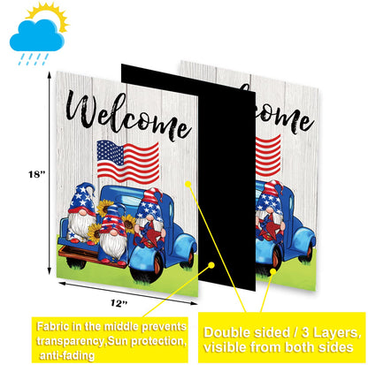 Set of 10 Gnome Seasonal Garden Flags,Double Sided 12 x 18 Inch Yard Flags, Small Garden Flags for Outside, Spring 4th of July Easter Seasonal Flags for Outdoor, Holiday Garden Flags for All Seasons