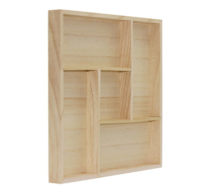 5 Section Wooden Trays – 10" × 10" Square Organizers with Compartments for Crafts, Drawer Tidying, Snacks, and Display | 2 Pack