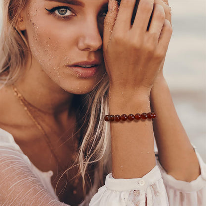 Carnelian Bracelet for Women 8mm Natural Stone Handmade Adjustable Carnelian Bead Bracelet Carnelian Crystal Bracelet Carnelian Jewelry for Women Girls