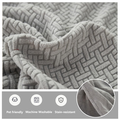 Yoovat Couch Cushion Covers for Sofa Couch Covers Wear-Resistant Universal Sofa Cover Washable Stretch for Sectional Slipcovers (Texture-Light Gray,Large Single Seat Cover)
