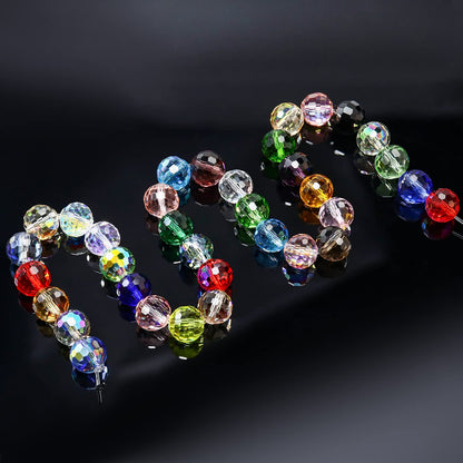Dowarm 10MM Round Crystal Beads for Jewelry Making, Crystal Paradise Faceted Crystal Glass Beads for Crafts Bracelet Wind Chimes Suncatcher, #5003 Rondelle Spacer Beads, Loose Gemstones, 50PCS