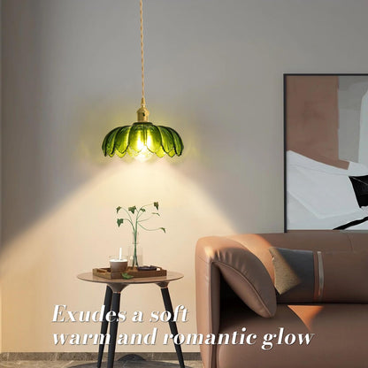 Beser·Win Plug in Pendant Light, Hanging Lights with Plug in Cord, Hanging Light Fixture with Green Glass, E26 Pendant Lighting for Kitchen Island, Bedroom, Dining Room, Living Room