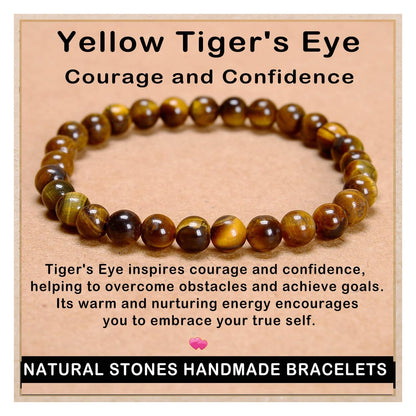 AD Beads Handmade Gemstone Stretch Elastic Bracelet Crystal Healing Reiki Nature's Beauty and Spiritual Essence Unisex (6mm, Yellow Tiger's Eye)
