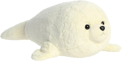 Aurora® Snuggly Super Flopsie™ Baby Harp Seal Stuffed Animal - Large Size for Giant Cuddles - Perfect for Decorating Rooms and Birthday Gifts - White 29 Inches
