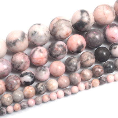 Cynbpm Natural Stone Beads for Jewelry Making Bracelet Adults Crafts Gemstones Necklace Supplies Embroidery Pink Zebra Loose Beads 6mm