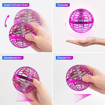 MERRYHOME Flying Ball Toys for Boys Grils: 2026 Fly Orb Cosmic Globe Boomerang Hover Ball, Hand Mini Drone, Flying Toy Fly Spinners for Kids Teens Adults Indoor Outdoor Toys (Red)