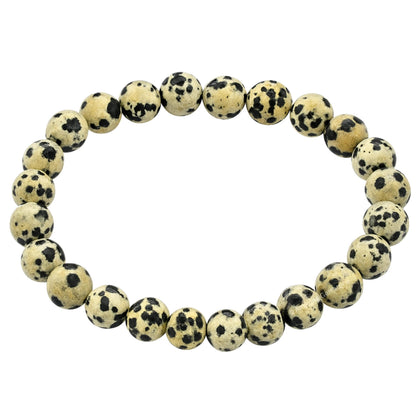 Amazing Gemstone Crystal Bracelet for Women Men's Gifts - Protection Healing Crystal Bracelet - 8mm Gemstone Beaded Stretchable Bracelet Pulseras Para Hombres Mujer Stocking Stuffers Mothers Day Gift (Dalmatian Jasper)