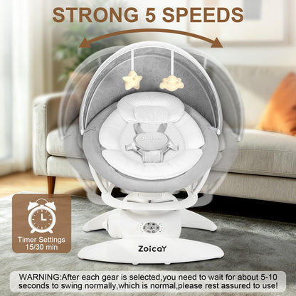 3-in-1 Baby Swing for Infants with Motion Detection, Infant Swing with 5 Speeds & 3 Swing Modes, 12 Lullabies, Electric Swing for Baby, Up to 25 lbs, White