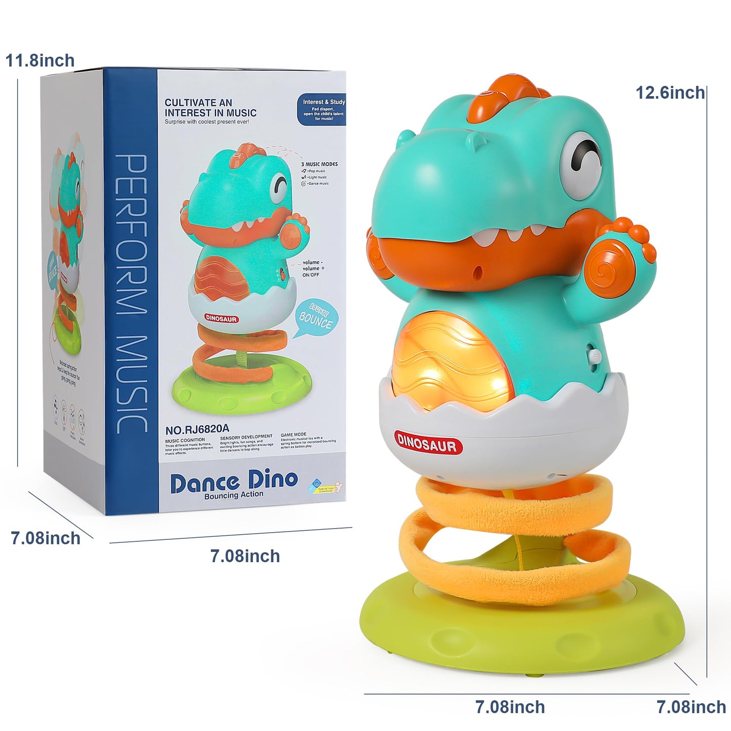 Didklom Baby & Toddler Learning Toy DJ Bouncin’ Beats with Music, Motor Skills & Cause-Effect Learning – Volume Control, Bouncing Action for Ages 9+ Months &for Boys and Girls