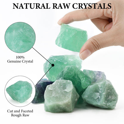 QINJIEJIE 2PCS Green Fluorite 1.8-2.2'' Natural Rough Crystal Rocks Bulk Large Crystal Stones for Tumbling Cabbing Polishing Fountain Rocks DIY Decoration Handmade Gifts