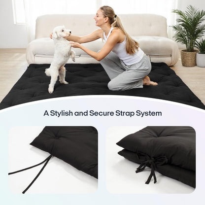 Syrinx Water Resistant Japanese Futon Mattress, King Size 80"x76", 2.5 Inch Thick Japanese Floor Mattress Tatami Mat, Foldable Floor Bed Sleeping Pad for Dormitory Guest Room Camping