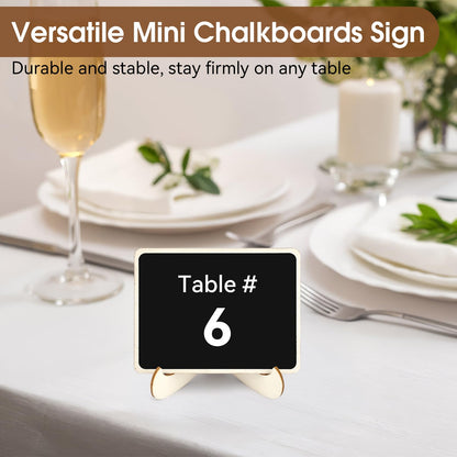30 Pack Mini Chalkboard Signs, Food Labels for Party Buffet, Small Wooden Chalk Board Signs with Easel Stand & Markers, Reusable, Zero Residue Place Cards for Table Setting or Numbers, Outdoor Indoor