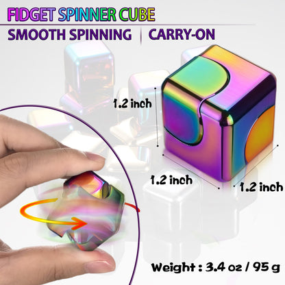 2 Pc Fidget Spinner Toys Cube Adults, Easter Basket Stuffers for Teens Metal EDC Cool Desk Gadgets Office Toys Small Anxiety Figette Sensory Toy, ADHD Tool Fingears Figet Stress Valentine Gift For Boy