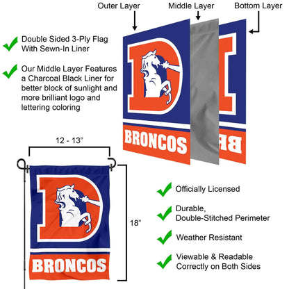 Denver Broncos Throwback Logo Double Sided Garden Flag