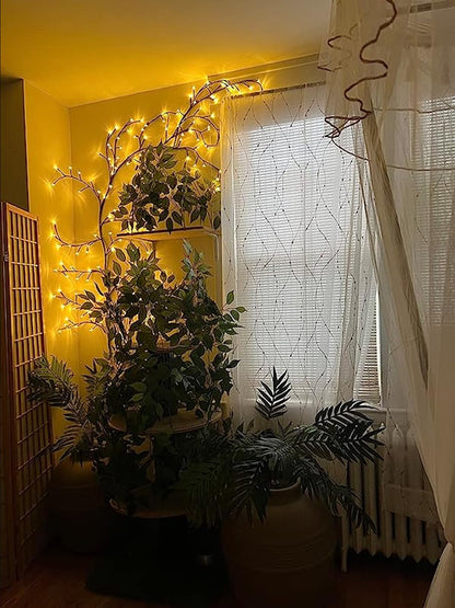 Lituplife Lighted Willow Vine with Remote Control On/Off Timmer Dim,7.5Ft Christmas Swags Decorations Artificial Branches with 144LEDs Enchanted Vine Lights(Plug in) for Walls Bedroom Décor(1PCS)