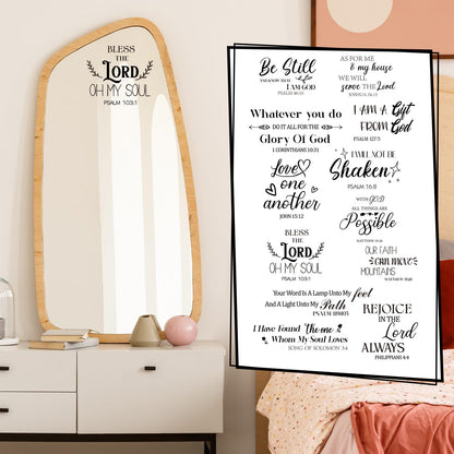 Geyoga 12 Pcs Inspirational Quote Mirror Decals Vinyl Positive Saying Affirmations Mirror Stickers Motivational Window Decals Peel and Stick for Home Office Staff Bathroom Wall Art(Religious)