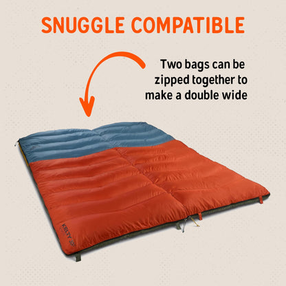 Kelty Galactic Down 30 Degree Sleeping Bag, 550 Fill Power RDS Trackable Down, Backpacking and Camping, Zip Together for 2P Sleeping Bag (Duck Green)