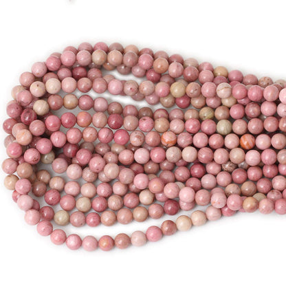 CHEAVIAN 45PCS 8mm Natural Rhodochrosite Gemstone Smooth Round Loose Beads for Jewelry Making DIY Findings 1 Strand 15"