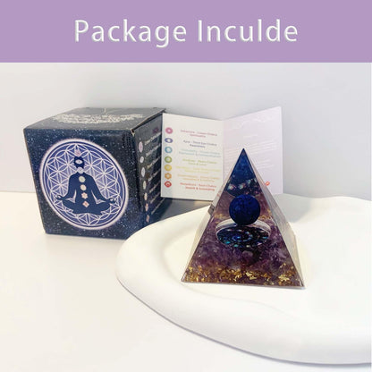 Crystal Pyramid, Lapis Lazuli & Amethyst Healing Crystal Pyramid Porstive Energy Generator, Natural Crystals Energy Pyramid for Attract Wealth Success and Lucky