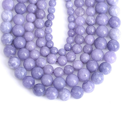Lavender Purple Chalcedony Natural Stone Beads Gems Round Loose Beads Jewelry Making DIY Bracelet Necklace Accessory 1 Strand 45PCS 8MM 15"