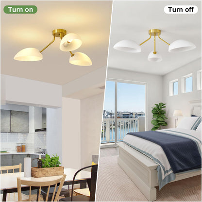 XIAOQIWU 31.5”Gold-Plated Modern Ceiling Light Chandelier Light Fixture for Bedroom and Living Room Ceiling - Adjustable Light and Color with Acrylic lampshade - Sputnik Ceiling Light