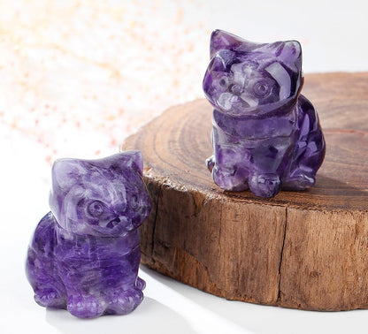 DUQGUHO Purple Cat Decor Amethyst Cat Crystal Figurines Mom Crystals Gifts for Cat Lovers Men Women Lucky Cute Cat Statue Mothers Day Decor 1PC